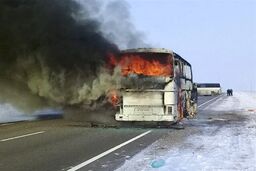آتش‌سوزی مرگبار در اتوبوس کارگران