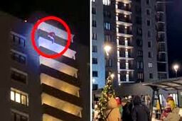 لحظه سقوط مرگبار بابانوئل از طبقه ۲۴ برج/ ویدئو