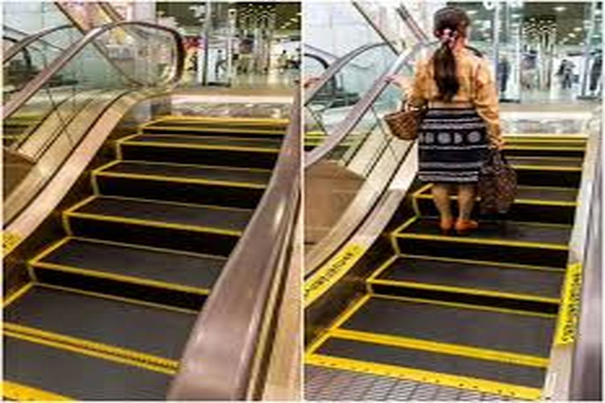 محاکمه زن انگلیسی به خاطر استفاده برعکس از پله‌برقی