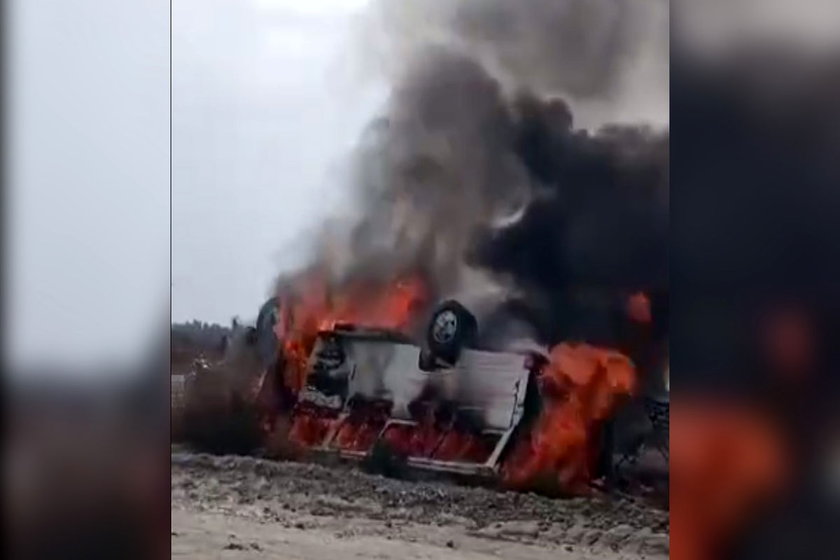 آتش گرفتن مینی بوس در قصرقند