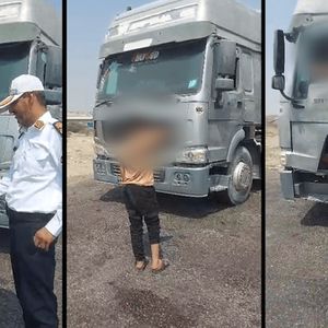 نوجوان ۱۷ ساله پشت فرمان کامیون ۱۰ چرخ؛ پلیس از راه رسید/ ویدئو