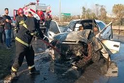 حادثه رانندگی در کمربندی آستارا؛ زانتیا در آتش سوخت/ ویدئو