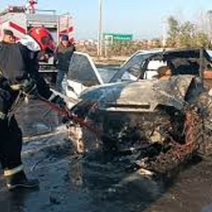 حادثه رانندگی در کمربندی آستارا؛ زانتیا در آتش سوخت/ ویدئو