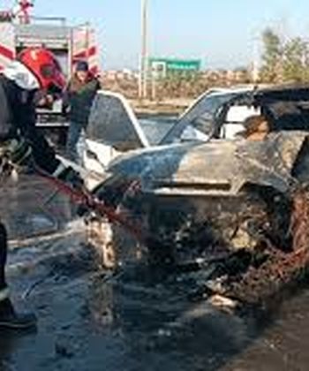 حادثه رانندگی در کمربندی آستارا؛ زانتیا در آتش سوخت/ ویدئو