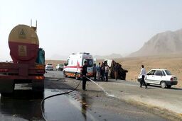 ۶ کشته و زخمی در برخورد سه تریلر در محور ریگان - ایرانشهر