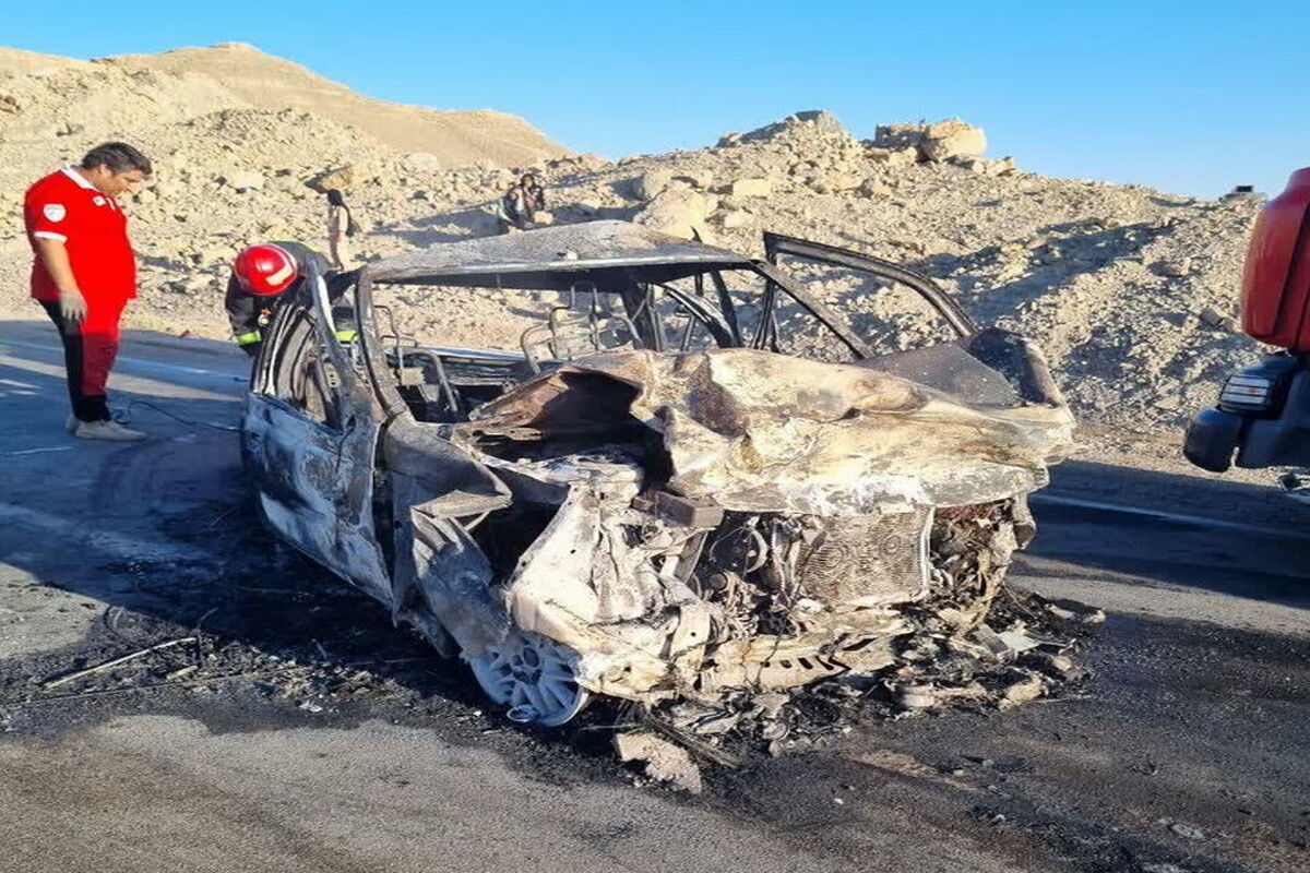 تصادف و حریق مرگبار ۲ خودرو در این جاده/ آمار جان‌باختگان