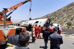 سقوط اتوبوس در جاده دماوند با ۴ فوتی/ ویدئو