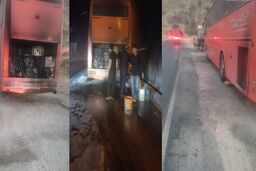 فداکاری ماموران پلیس راه برای نجات مسافران اتوبوس در جاده اندیمشک/ ویدئو