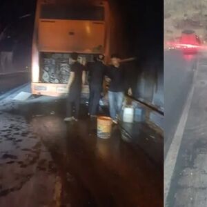 فداکاری ماموران پلیس راه برای نجات مسافران اتوبوس در جاده اندیمشک/ ویدئو