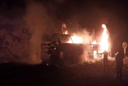 اتوبوس مسافربری جبالبارز- جیرفت آتش گرفت