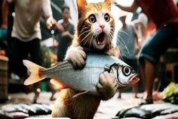 دستگیری عجیب گربه به جرم دزدیدن ماهی/ ویدئو