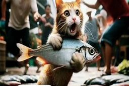 دستگیری عجیب گربه به جرم دزدیدن ماهی/ ویدئو