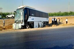 واژگونی اتوبوس در محور شوش - اهواز
